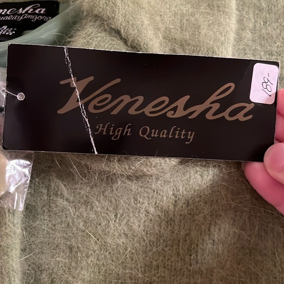 NWT Vintage Venesha fully lined Lime Green Angora button jacket size Small - Picture 7 of 8